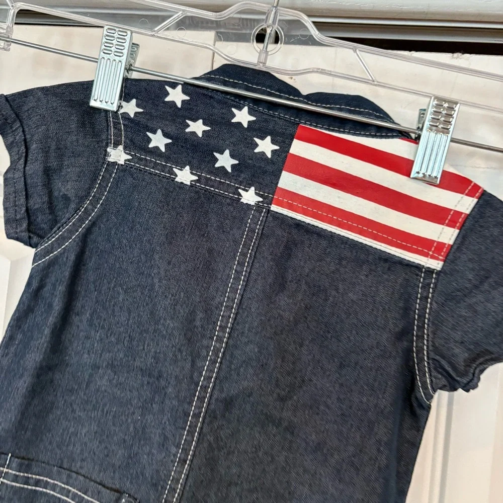 U.S. Polo Assn Denim American Flag‎ Romper Size 6-9 Months